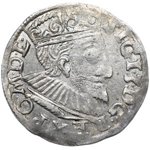 Sigismund III Vasa, trojak 1593, Poznań, wide face of the king, date on the left