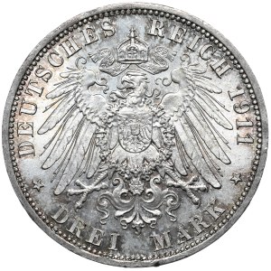Deutschland, Schaumburg-Lippe, 3 Mark 1911 A, Berlin, posthume Ausgabe