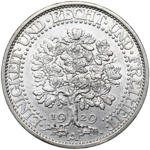 Germany, Weimar Republic, 5 marks 1929 A, Berlin, Oak Tree
