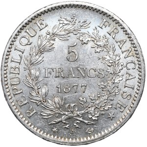 France, 5 Francs, 1877, Hercules, A, Paris