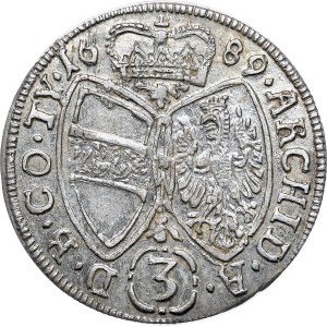 Austria, Leopold I, 3 krajcars 1689, Hall