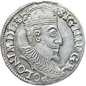 Sigismund III Vasa, trojak 1595, Olkusz, mint mark ends legend