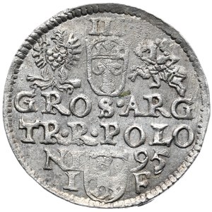 Sigismund III Vasa, trojak 1595, Olkusz, mint mark ends legend