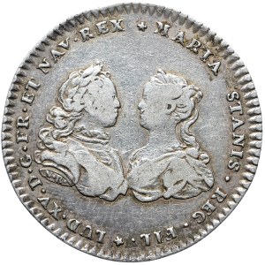 Polsko, Francie, Marie Leszczyńska a Ludvík XV, svatební žeton 1725
