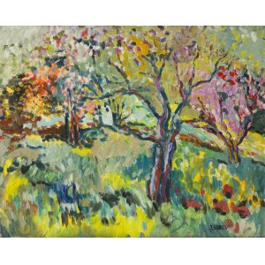 Judyta Sobel (1924 Lviv - 2012 New York), Landscape with flowering trees, 1960s.