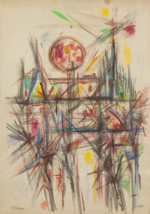 Janina Kraupe (1921 Sosnowiec - 2016 Kraków), Pejzaż z okna pracowni, 1949