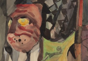 Hanna Pachniewska-Betley (1910 - 1987), Kompozycja ze skrzypcami i maską, 1951