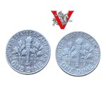 USA, 2 x 10 Cents 1951 und 1964, Silber