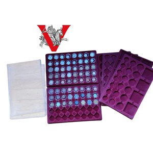 6 coin / medal pallets plus 64 coins in caps ! lots of mint