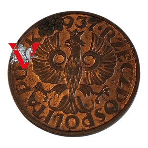 II RP ,2 Grosze 1937, MENNICA, Schöner roter Glanz