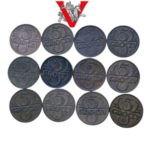 II RP , Los 12 x 5 Groszy, schöner Zustand