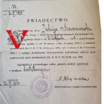 KUL, Katolická univerzita v Lublinu, osvědčení o zkoušce z práva, 1938