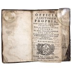 Leather cover with title page of the work Officia Sanctorum Propria, Vilnius 1731 (102)