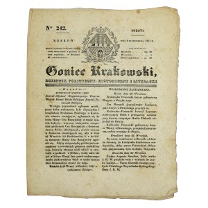 Cracow Goniec Krakowski, Journal No. 242 of October 8, 1831 (656)