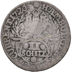 Slobodné mesto Hamburg 1324-1922, 2 šilingy 1726, KM#357, Ag. 1,78g 21mm