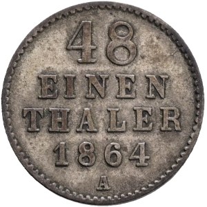 Mecklenburg-Schwerin FRIEDRICH FRANZ II. 1842-1883, 1/48 Thaler 1864 A Berlin R!