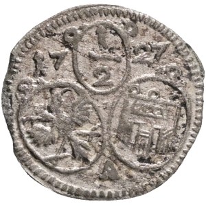 Montfort-Pegau ANTON III. 1693-1733, 1/2 Kreuzer 1727 mint Langenargen, Ebner#237 Ag. 0,38g 13mm