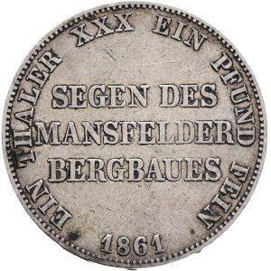 Prussia WILHELM I. 1861-1888 1 Vereinsthaler 1861 Mining Thaler Thun#267 Ag.900 18,47g 33mm