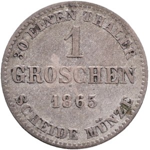 Saxe-Coburg-Gotha ERNST II. 1844-1893, 1 Groschen 1865 B Dresden Billon Ag.333 2,10g 19mm, mintmaster Gustav Julius Buschick,