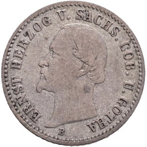 Saxe-Coburg-Gotha ERNST II. 1844-1893, 1 Groschen 1865 B Dresden Billon Ag.333 2,10g 19mm, mintmaster Gustav Julius Buschick,