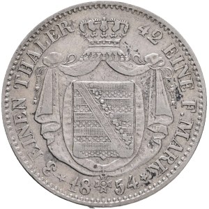 Saxony FRIEDRICH AUGUST II. 1836-1854, 1/3 Thaler 1854 F Stuttgart, KM#1177, Ag.667 8,20g 28mm