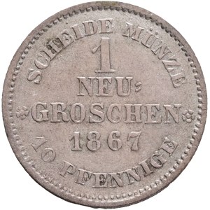 Saxony JOHANN I. 1854-1873, 10 Pfennigs/1Neugroschen 1867 B Dresden, KM#1221 Billon Ag.230 2,12g 17,70mm, mintmaster Gustav Julius Buschick