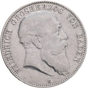 Baden FRIEDRICH I. 1856-1907, 5 Mark 1904 G , J#29, Ag.900 27,67g 38mm Karlsruhe