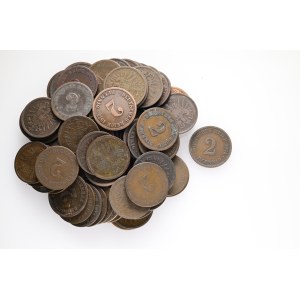 Lot 94 coins 2 Pfennigs 1873-1877 WILHELM II. large shield , various mints, KM#2, J#2, 1 pc Cooper 3,25g 20mm
