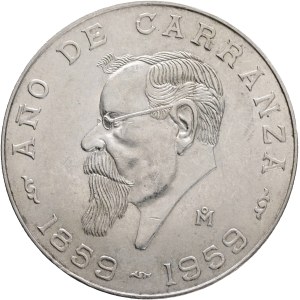 Mexico 5 Pesos 1959 Mo, Centennial of Caranzas Birth, Mexican rep. KM#471 Ag.720 18,15g 36mm , Mexican Mint