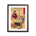 Sceny z życia kobiet epoki Meiji - zestaw trzech drzeworytów ukiyo-e