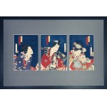 Kunichika - triptych "Daymiō and the ladies of the court," 1872