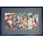 Kunisada III- triptych "Night skirmish of samurai", 1889