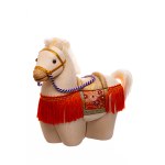 A pair of kimekomi "Ushi-i-wai" horse figurines - a souvenir from the Year of the Horse (ca. 1954-1966).