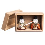 A pair of miniature hina ningyō dolls - imperial courtiers (shichō)