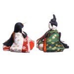Pair of hina ningyō kimekomi dolls - imperial seated couple
