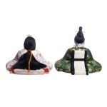 Pair of hina ningyō kimekomi dolls - imperial seated couple