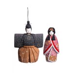 Pair of hina ningyō dolls in kimekomi style - imperial couple standing