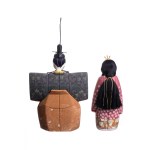 Pair of hina ningyō dolls in kimekomi style - imperial couple standing