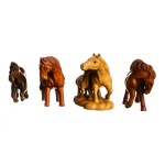Four wooden netsuke depicting horses, early 20th century