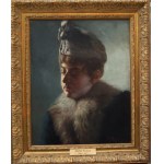 Józef Puacz(1863-1927), Portret damy w woalce(modelka z Monachium)