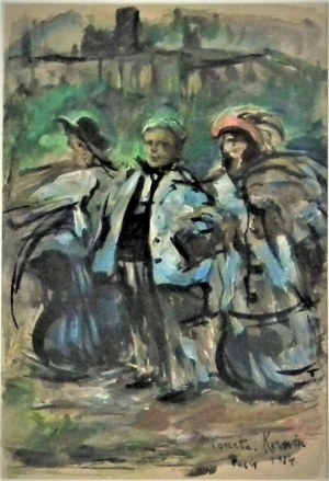 Konstantin A.Korovin(1861Moskwa-1939Paryż),Portret Fiodora Szalapina z dwoma kobietami,1924