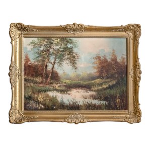 AUTHOR UNKNOWN, Landscape with birches 20th century
