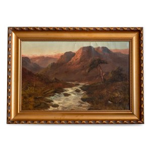 AUTOR UNBEKANNT, Landschaft mit Bergen und Fluss