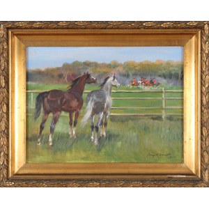 Jerzy KOSSAK (1886-1955), Horses in the paddock (1933)