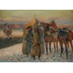 Jerzy KOSSAK (1886-1955), Żołnierze Napoleona - przeprawa przez rzekę (1950)