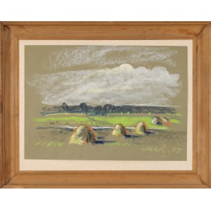 Victor ZIN (1925-2007), Landscape with haystacks (1985)