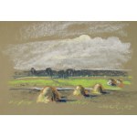 Victor ZIN (1925-2007), Landscape with haystacks (1985)