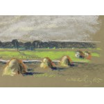 Victor ZIN (1925-2007), Landscape with haystacks (1985)