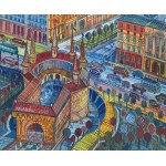 Edward Dwurnik (1943 Radzymin - 2018 Warsaw), Barbican in Krakow, 2000