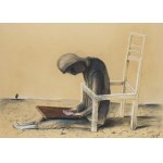 Stasys Eidrigevicius (b. 1949, Medinishki, Lithuania), In a chair